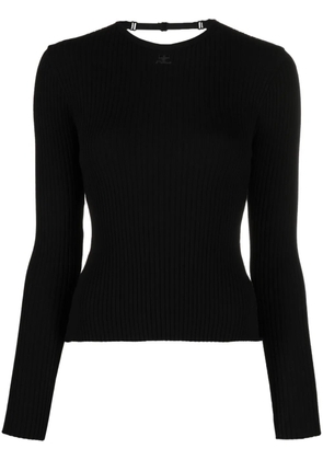 Courrèges open-back fine-ribbed top - Black