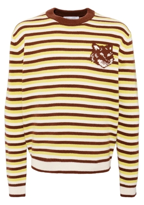 Maison Kitsuné Fox head intarsia striped jumper - Green