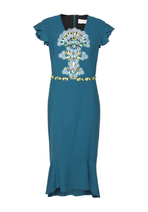 Peter Pilotto crêpe embroidered midi dress - Blue