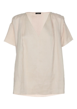 JOSEPH Ramie V-neck top - Neutrals