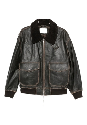 DUNST lambskin leather flap-pocket coat - Brown