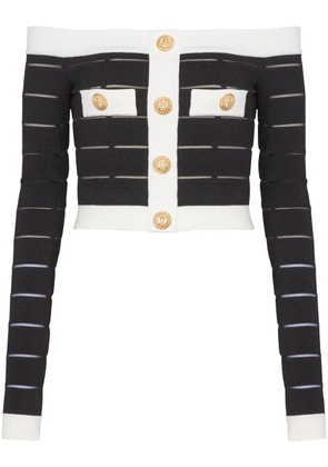 Balmain off-shoulder knitted top - Black