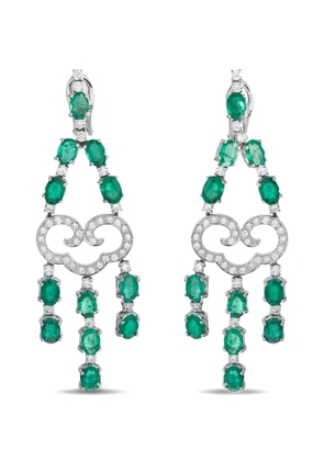 LB Exclusive diamond and emerald dangle-earrings - Silver