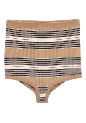 Prada striped ribbed mini shorts - Neutrals