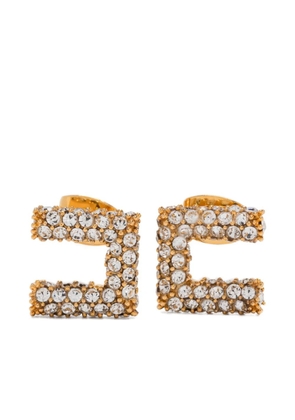 Elisabetta Franchi square-frame crystal-embellishment earrings - Gold