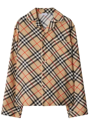 Burberry Vintage Check-print silk pajama top - Neutrals