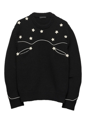 Prada star-embroidered ribbed knit sweater - Black