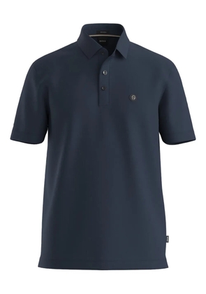 BOSS logo-patch cotton polo shirt - Blue