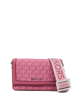 Michael Kors Jet Set Small Signature Logo Print Woven Crossbody Bag - Pink
