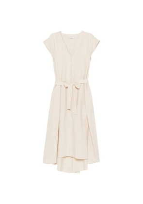 Peserico V-neck belted-waist midi dress - Neutrals