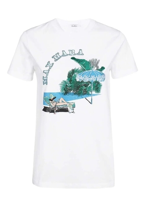 Max Mara embroidered beach-scene T-shirt - White