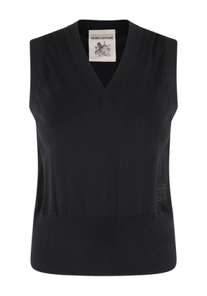 Semicouture V-neck cotton vest - Black
