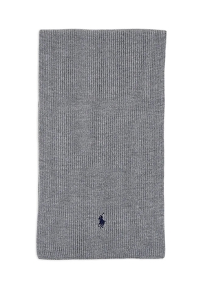 Polo Ralph Lauren ribbed logo-embroidered wool scarf - Grey