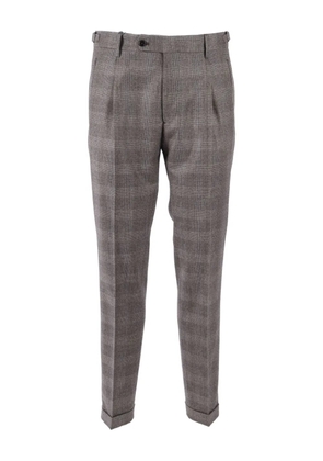 Berwich pleated checked trousers - Brown