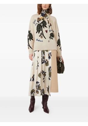 Weekend Max Mara pleated floral-print midi skirt - Neutrals