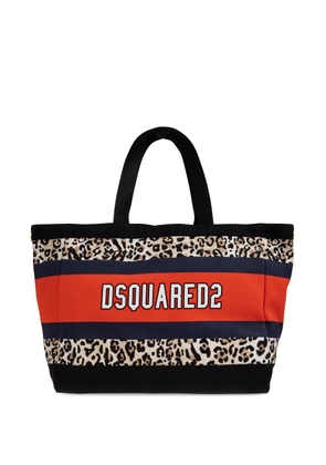 DSQUARED2 leopard-print striped tote bag - Black