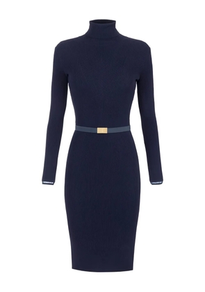Elisabetta Franchi ribbed long-sleeve mini dress - Blue