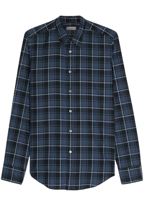 Canali check-pattern cotton shirt - Blue