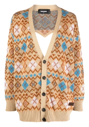 DSQUARED2 geometric-print wool cardigan - Neutrals