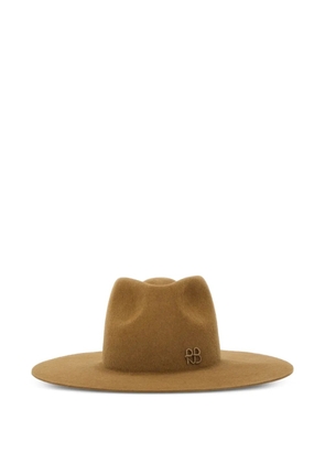 Ruslan Baginskiy logo-detail felt fedora hat - Brown