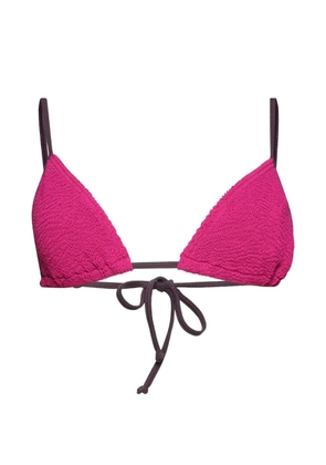 Bond-eye contrast-trim triangle bikini top - Pink