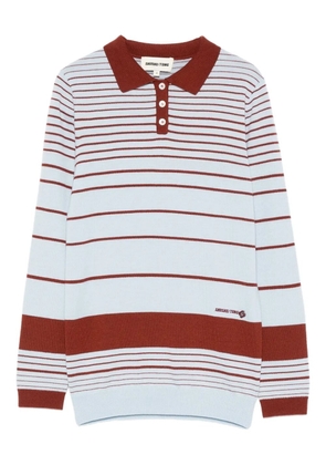 SHUSHU/TONG striped fine-knit polo top - Blue