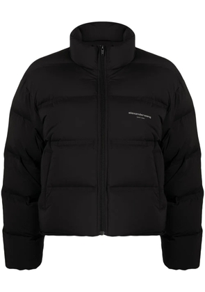 Alexander Wang reflective-logo cropped puffer jacket - Black