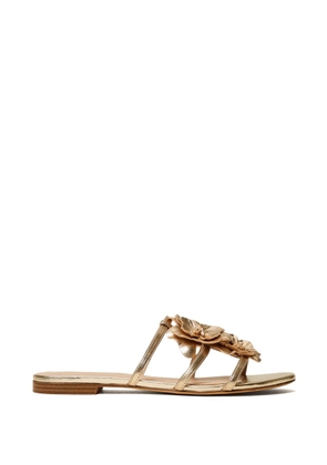 TWINSET floral-appliqué strappy sandals - Gold