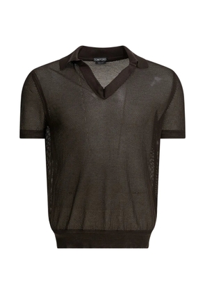 TOM FORD V-neck mesh T-shirt - Brown