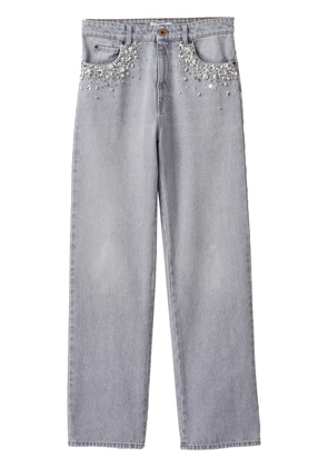 Miu Miu embellished mid-rise straight-leg jeans - Grey