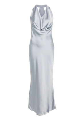 Norma Kamali halterneck crepe maxi dress - Silver