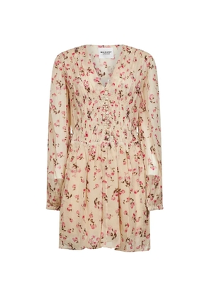 MARANT ÉTOILE button floral smocked dress - Neutrals