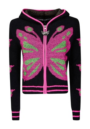 Chopova Lowena butterfly knit hoodie - Black
