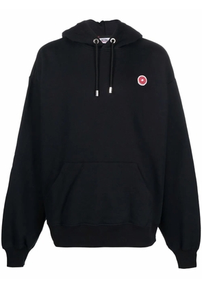 GCDS logo-patch cotton hoodie - Black