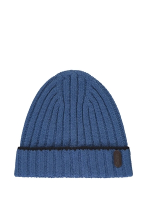 Moorer ribbed brim turned-up beanie hat - Blue