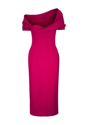Carolina Herrera Claret draped off-shoulder midi dress - Pink