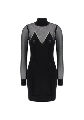 Elisabetta Franchi high-neck long-sleeves mini dress - Black