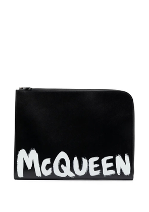 Alexander McQueen Graffiti logo-print clutch - Black