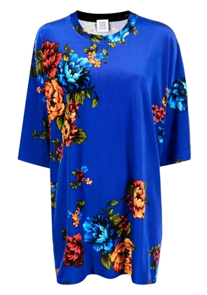 VETEMENTS floral-print short-sleeve blouse - Blue