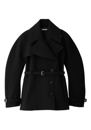 Jacquemus belted balloon-sleeve coat - Black