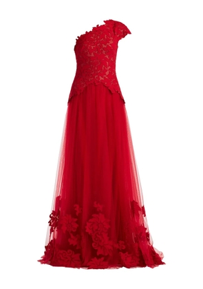 Tadashi Shoji one-shoulder floral maxi dress - Red