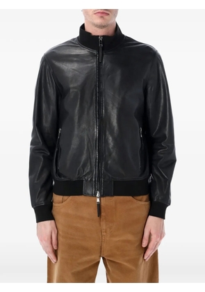 Sword zip-fastening leather jacket - Black