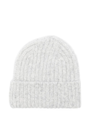 Closed ribbed-knit beanie hat - Grey