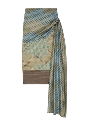 DRIES VAN NOTEN draped silk skirt - Green