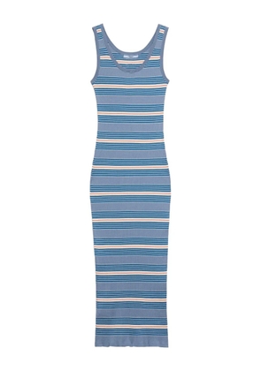 Prada striped ribbed midi dress - Blue