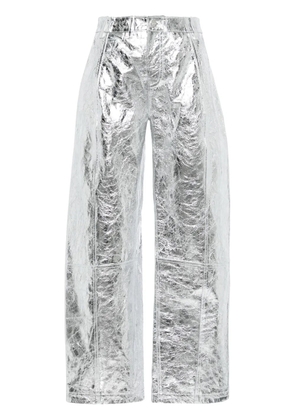 David Koma metallic leather wide-lg trousers - Silver