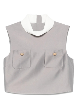 Self-Portrait satin-finish top - Grey