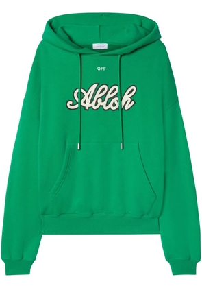 Off-White varsity-print cotton hoodie - Green