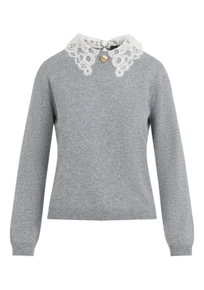 Fabiana Filippi lace-collar wool sweater - Grey