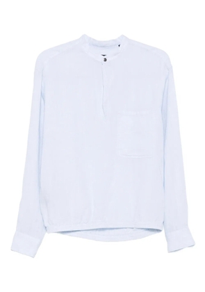 Giorgio Armani band-collar linen shirt - Blue